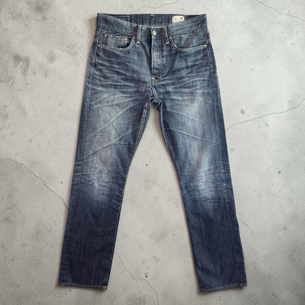 G-Star Raw 3301 Classic Straight Indigo Button Fly Jeans Jack Pant Mens 34x34